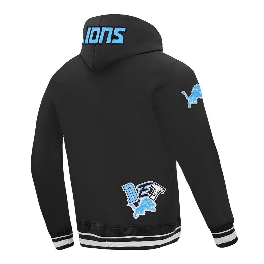 NFL DETROIT LIONS CITY RANSOM MEN'S RIB FLEECE PULLOVER HOODIE (BLACK)
