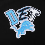 NFL DETROIT LIONS CITY RANSOM MEN'S RIB FLEECE PULLOVER HOODIE (BLACK)