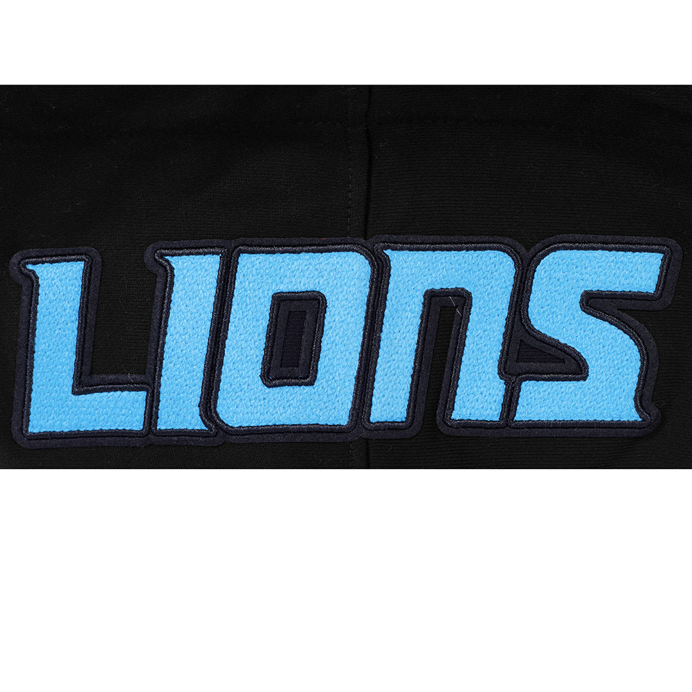 NFL DETROIT LIONS CITY RANSOM MEN'S RIB FLEECE PULLOVER HOODIE (BLACK)