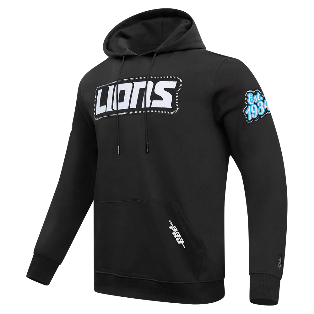 NFL DETROIT LIONS DIY PICK STITCH MEN'S DOUBLE KNIT PULLOVER HOODIE (BLACK)