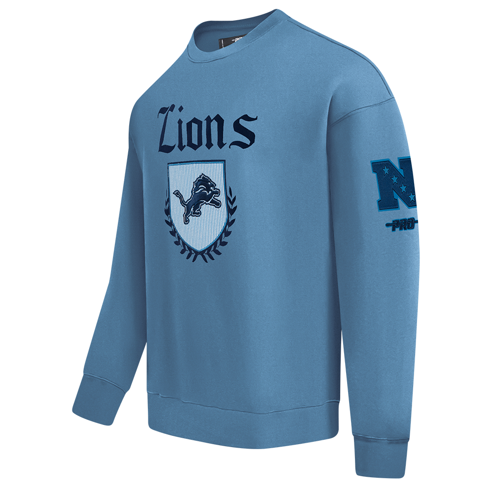 NFL DETROIT LIONS COUNTRY CLUB MEN'S DROP SHOULDER FLEECE CREWNECK (STEEL BLUE)