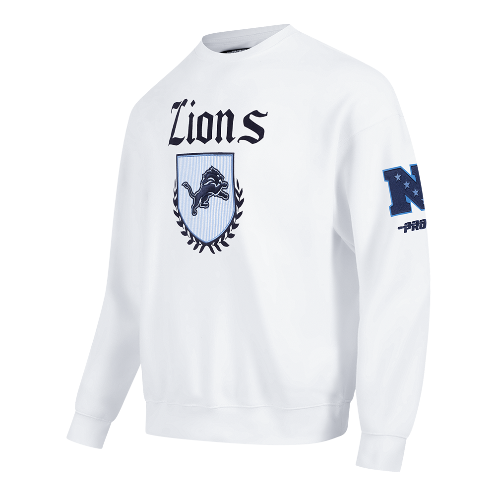 NFL DETROIT LIONS COUNTRY CLUB MEN'S DROP SHOULDER FLEECE CREWNECK (WHITE)