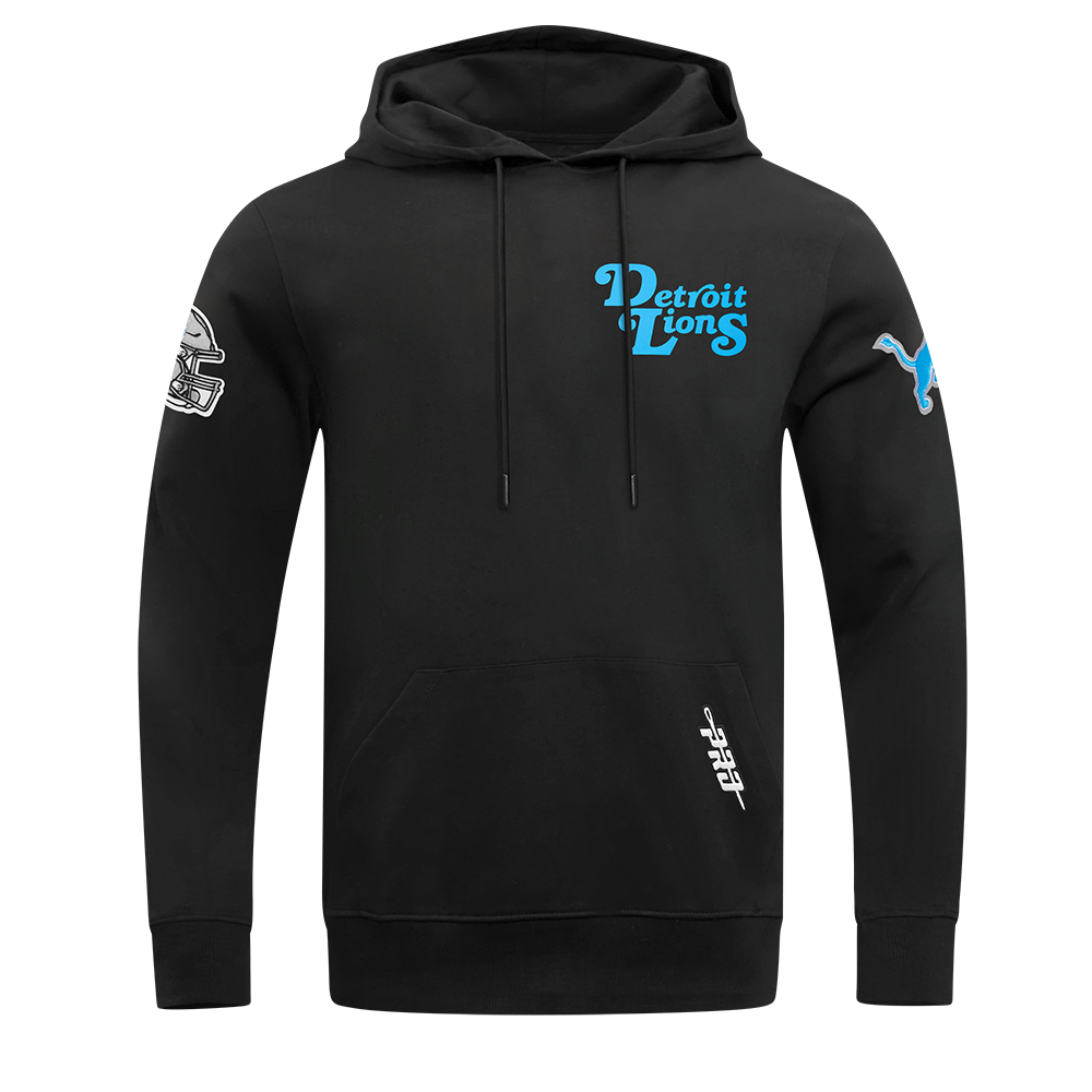 NFL DETROIT LIONS SOUVENIR MEN'S FLEECE PULLOVER HOODIE (BLACK)