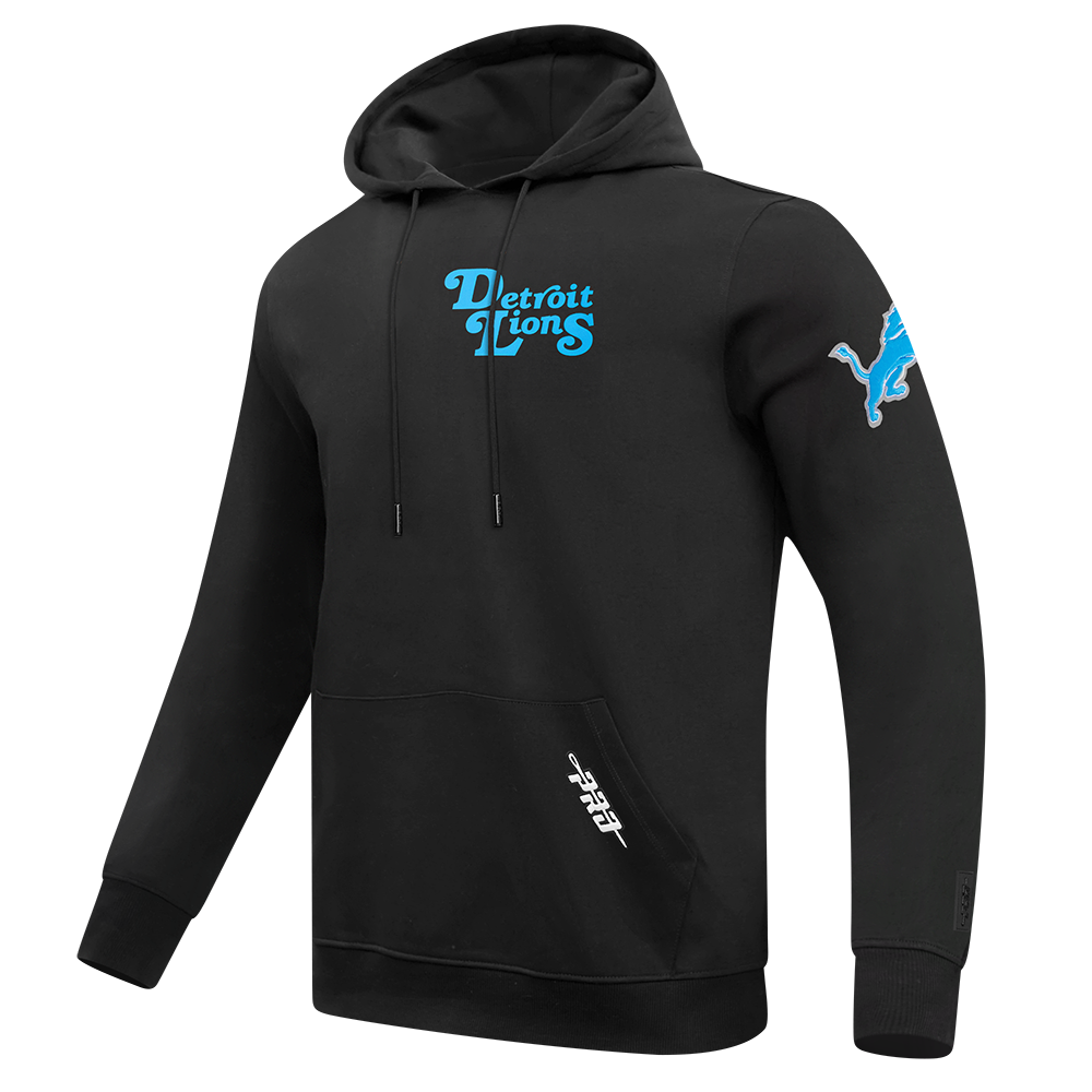 NFL DETROIT LIONS SOUVENIR MEN'S FLEECE PULLOVER HOODIE (BLACK)