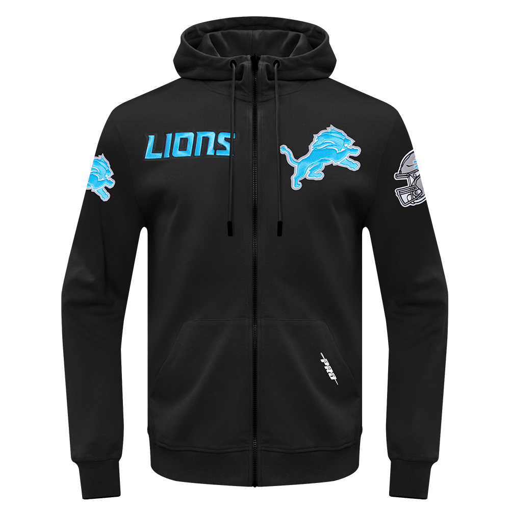 NFL DETROIT LIONS CLASSIC WIND SUIT CHANDAIL À CAPUCHON TISSÉ À GLISSIÈRE POUR HOMME (NOIR)