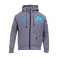 NFL DETROIT LIONS CLASSIC WIND SUIT MEN'S WOVEN FULL ZIP PULLOVER HOODIE (GRAY)