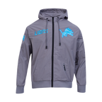 NFL DETROIT LIONS CLASSIC WIND SUIT MEN'S WOVEN FULL ZIP PULLOVER HOODIE (GRAY)