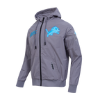 NFL DETROIT LIONS CLASSIC WIND SUIT MEN'S WOVEN FULL ZIP PULLOVER HOODIE (GRAY)
