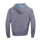 NFL DETROIT LIONS CLASSIC WIND SUIT MEN'S WOVEN FULL ZIP PULLOVER HOODIE (GRAY)