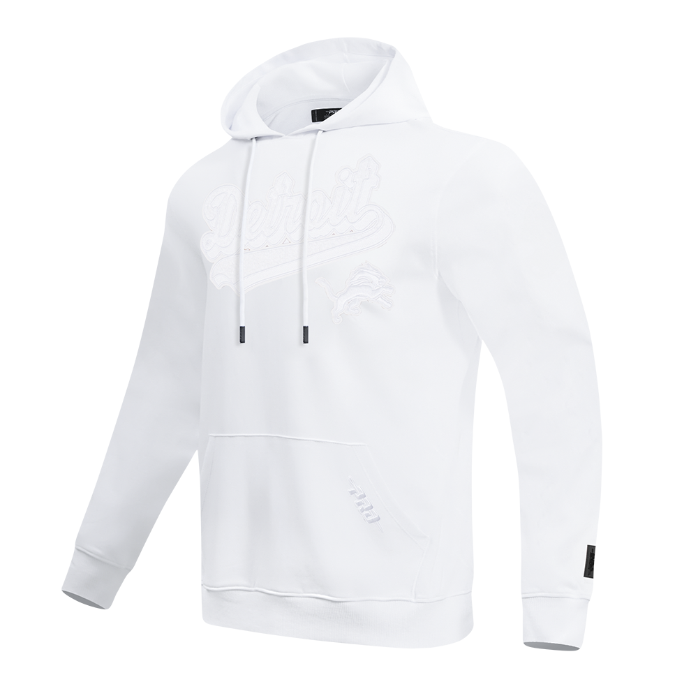 NFL DETROIT LIONS WHITE OUT MEN'S DOUBLE KNIT PULLOVER HOODIE (WHITE)