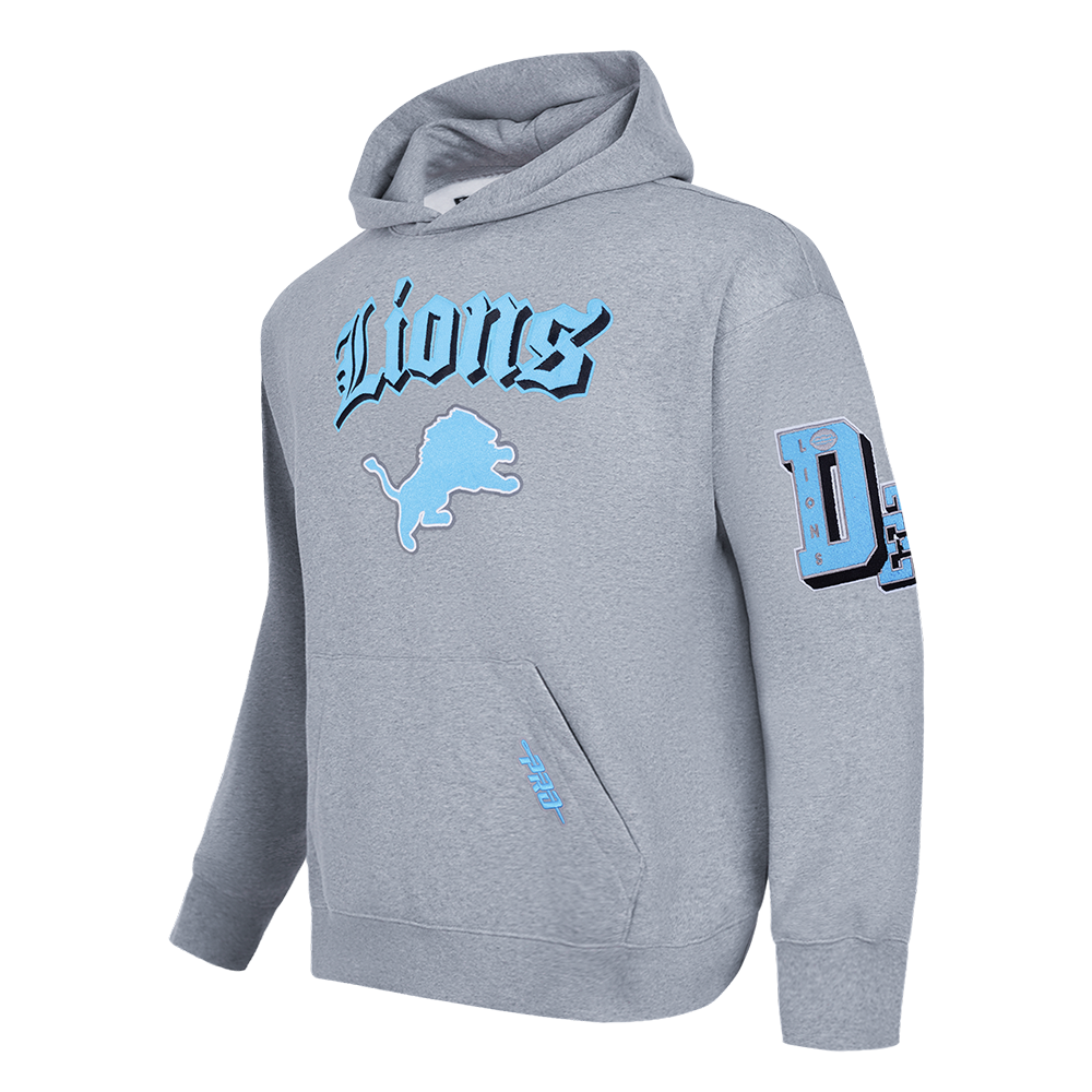 NFL DETROIT LIONS BEST OF MEN'S DROP SHOULDER FLC PO HOODIE (DARK HEATHER GRAY)