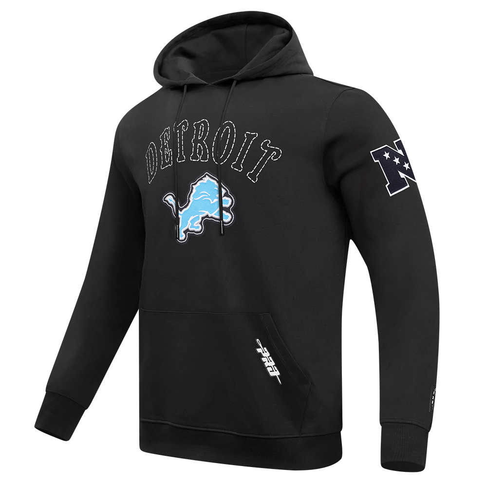 NFL DETROIT LIONS REBEL ATHLETICS MEN'S FLC PO HOODIE (BLACK)