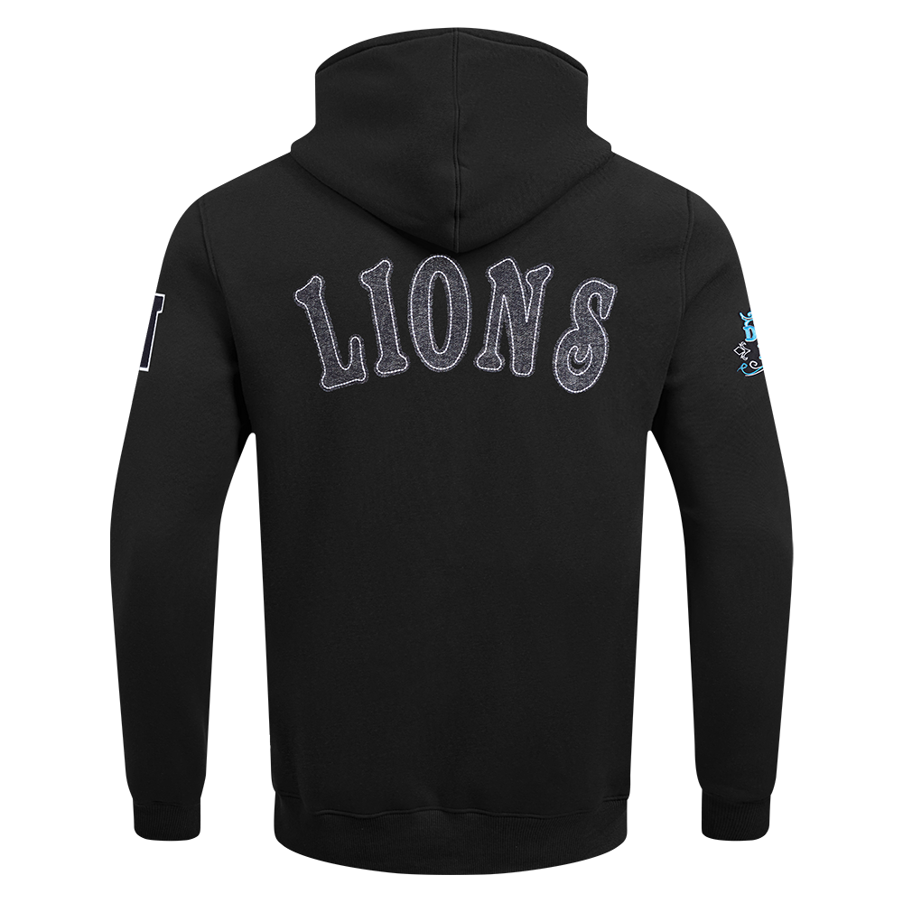 NFL DETROIT LIONS REBEL ATHLETICS MEN'S FLC PO HOODIE (BLACK)