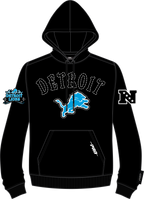 NFL DETROIT LIONS REBEL ATHLETICS MEN'S FLC PO HOODIE (BLACK)