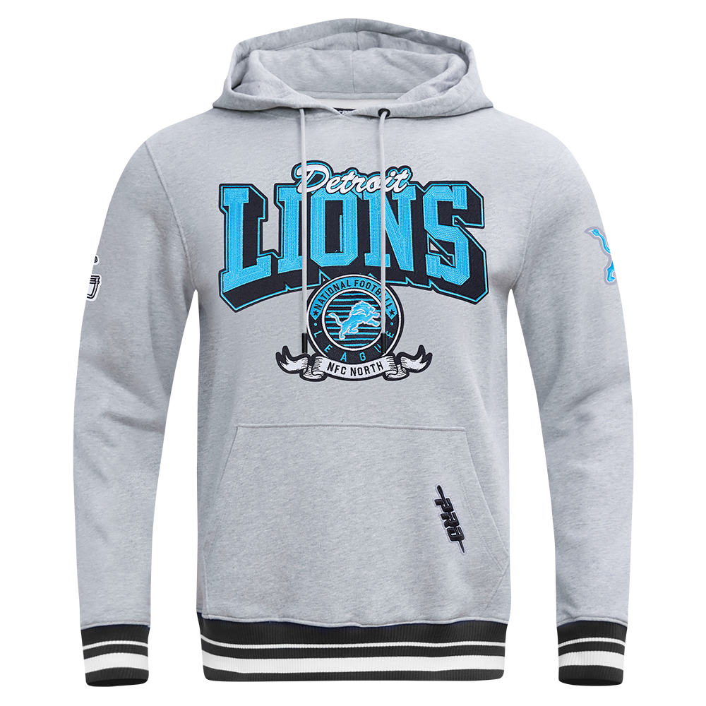 NFL DETROIT LIONS TEAM BADGE CHANDAIL À CAPUCHON CÔTELÉ POUR HOMME (GRIS CHINÉ/NOIR)