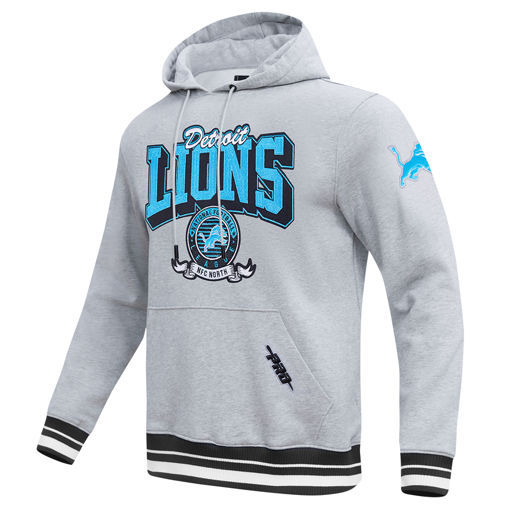 NFL DETROIT LIONS TEAM BADGE CHANDAIL À CAPUCHON CÔTELÉ POUR HOMME (GRIS CHINÉ/NOIR)