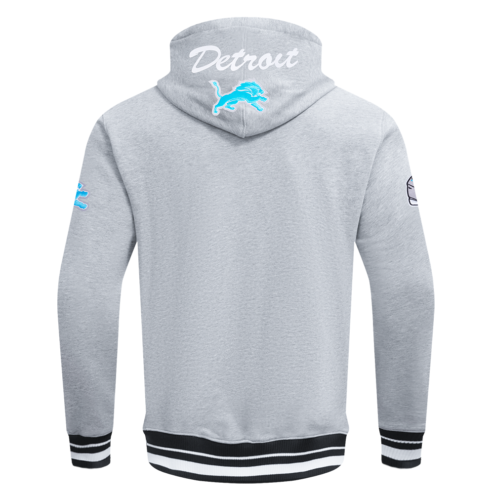 NFL DETROIT LIONS TEAM BADGE CHANDAIL À CAPUCHON CÔTELÉ POUR HOMME (GRIS CHINÉ/NOIR)
