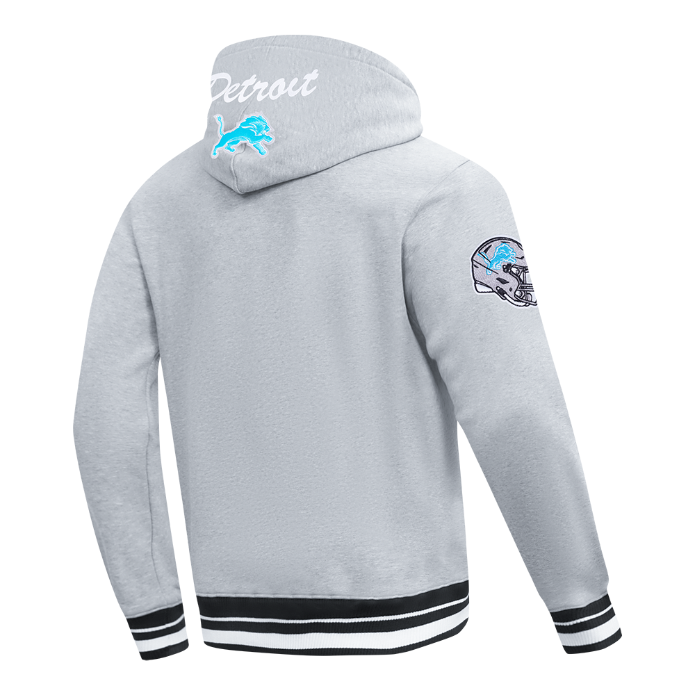 NFL DETROIT LIONS TEAM BADGE CHANDAIL À CAPUCHON CÔTELÉ POUR HOMME (GRIS CHINÉ/NOIR)