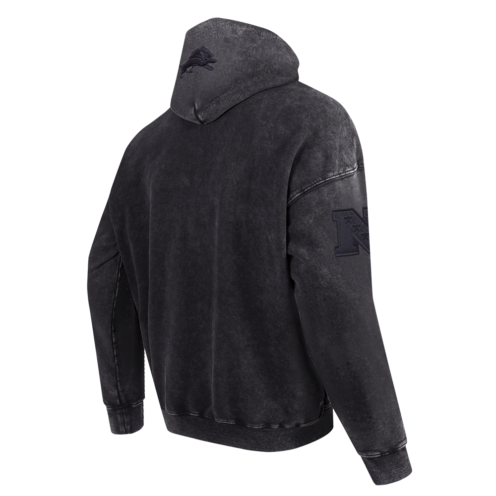 NFL DETROIT LIONS WASHED CLASSIC CHANDAIL À CAPUCHON POUR HOMME (NOIR DÉLAVÉ)