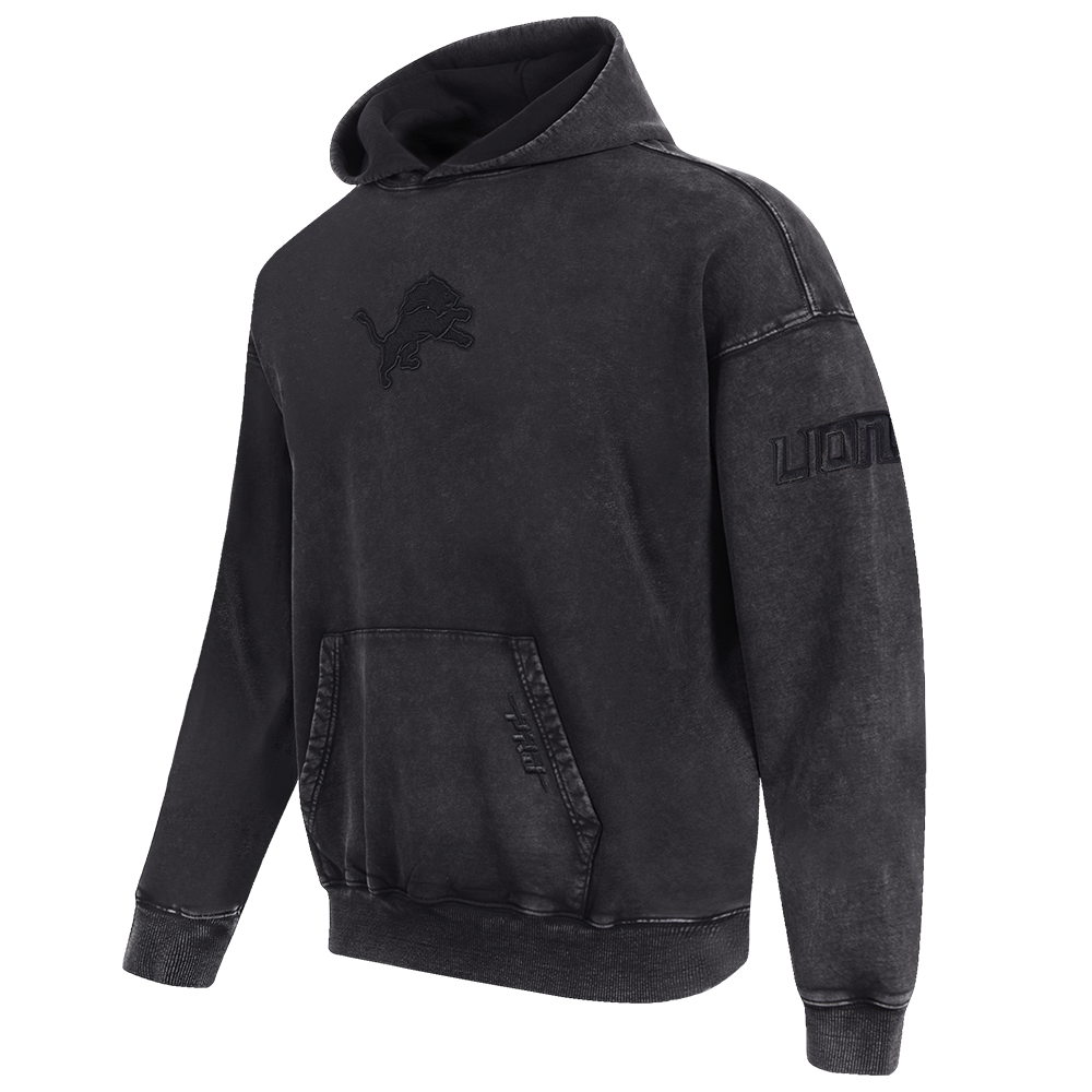 NFL DETROIT LIONS WASHED CLASSIC CHANDAIL À CAPUCHON POUR HOMME (NOIR DÉLAVÉ)