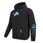 NFL DETROIT LIONS LIVING LARGE MEN'S DROP SHOULDER FLC PO HOODIE (BLACK)