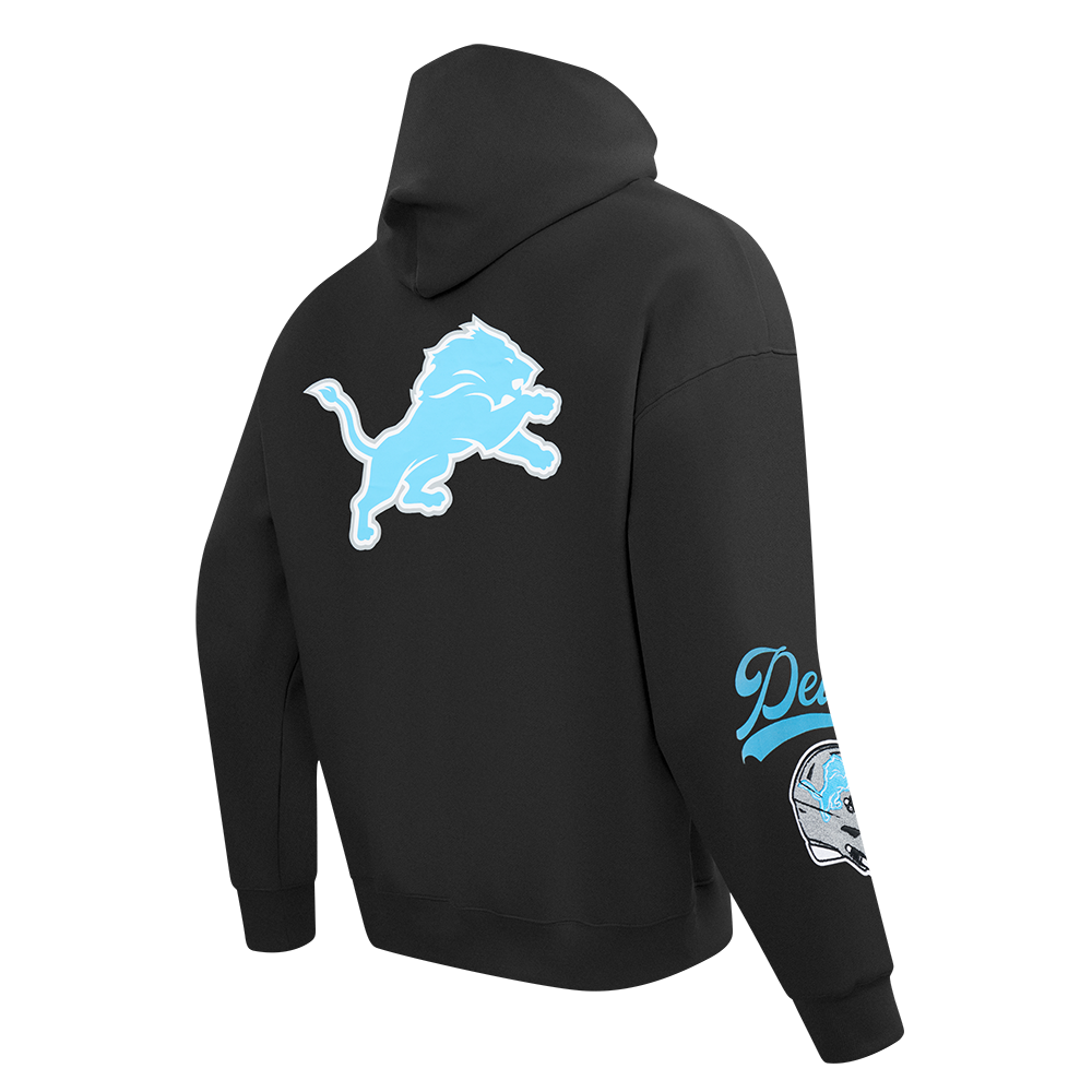 NFL DETROIT LIONS LIVING LARGE MEN'S DROP SHOULDER FLC PO HOODIE (BLACK)
