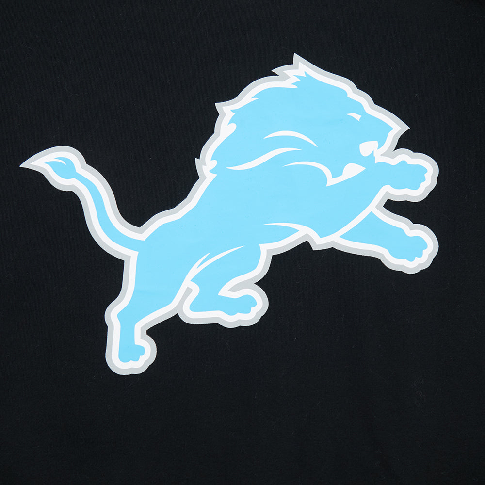 NFL DETROIT LIONS LIVING LARGE MEN'S DROP SHOULDER FLC PO HOODIE (BLACK)