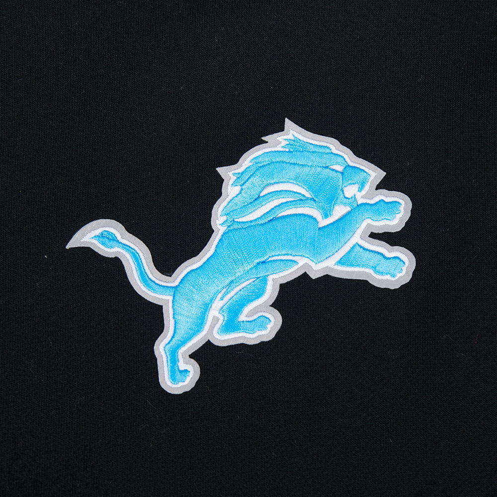 NFL DETROIT LIONS LIVING LARGE MEN'S DROP SHOULDER FLC PO HOODIE (BLACK)