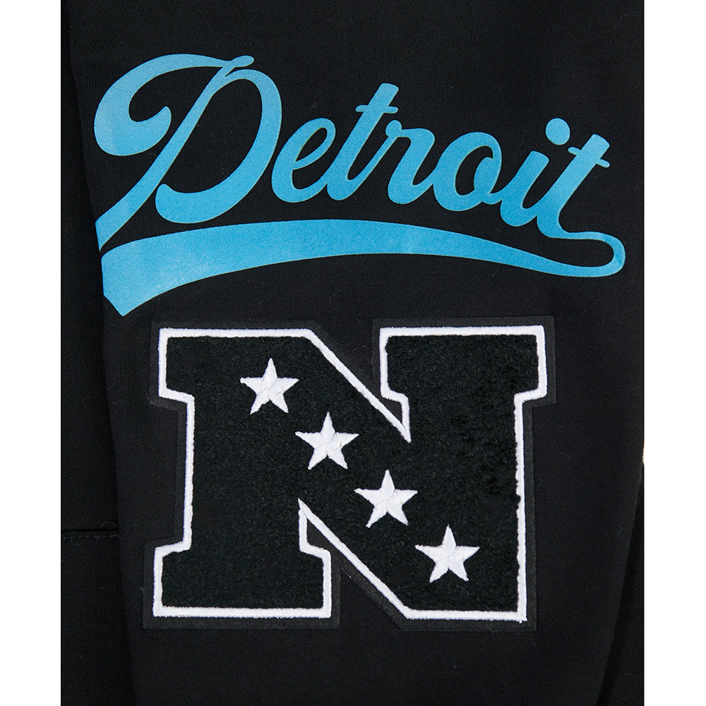 NFL DETROIT LIONS LIVING LARGE MEN'S DROP SHOULDER FLC PO HOODIE (BLACK)