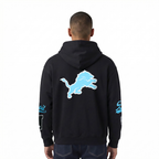 NFL DETROIT LIONS LIVING LARGE MEN'S DROP SHOULDER FLC PO HOODIE (BLACK)