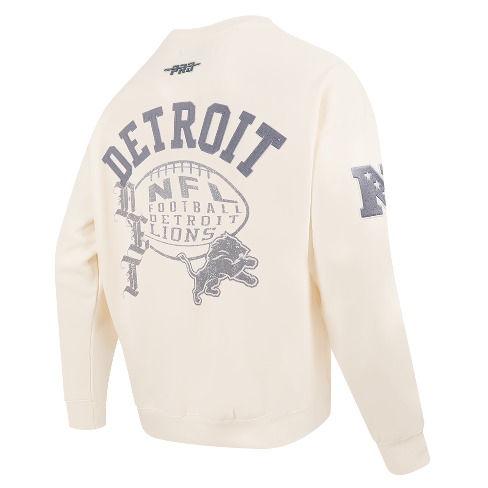 NFL DETROIT LIONS STREET TEAM MEN'S DROP SHOULDER FLC CREWNECK (EGGSHELL)