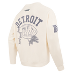 NFL DETROIT LIONS STREET TEAM MEN'S DROP SHOULDER FLC CREWNECK (EGGSHELL)