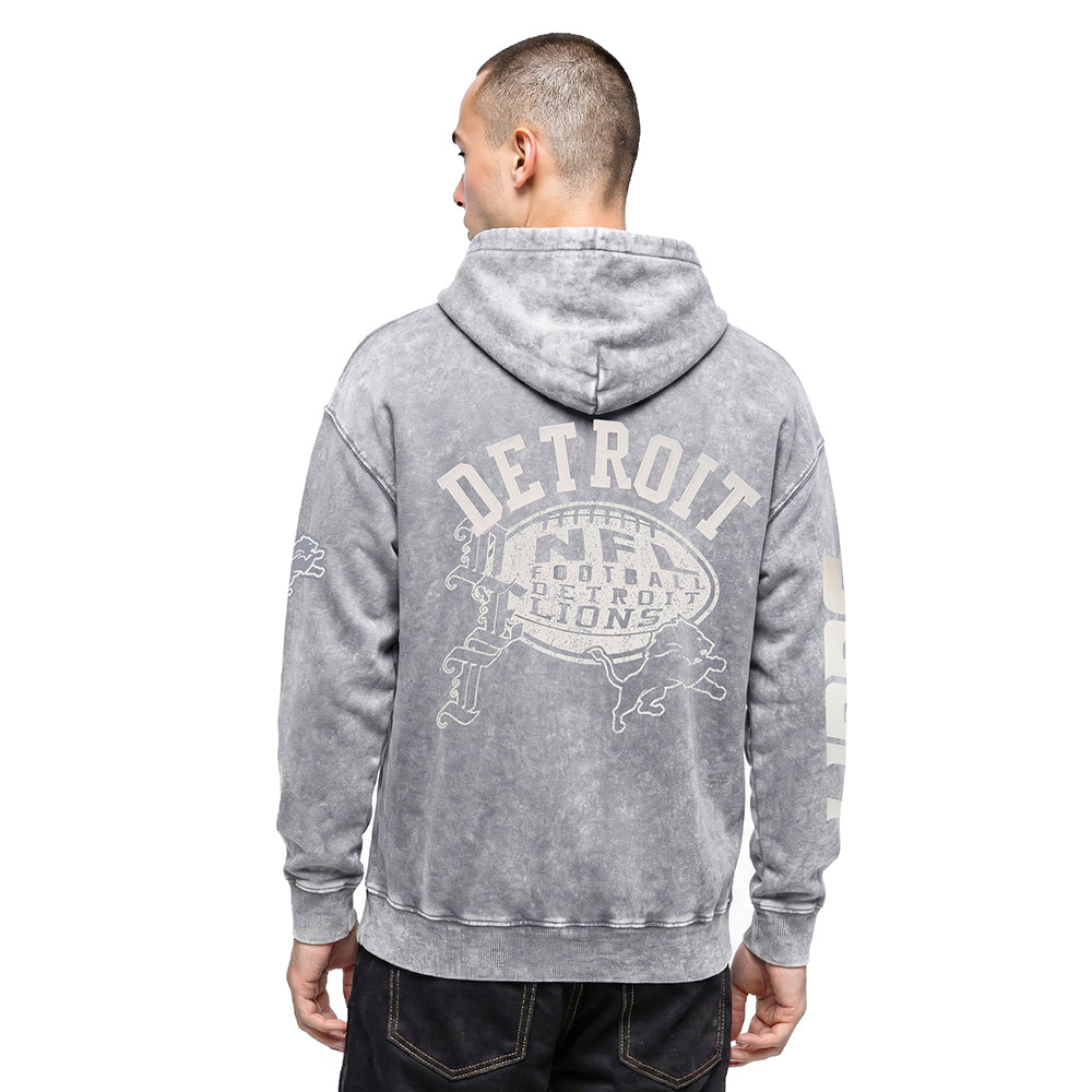 NFL DETROIT LIONS STREET TEAM MEN'S ENZYME WASH DS FT PO HOODIE (WASHED GREY)