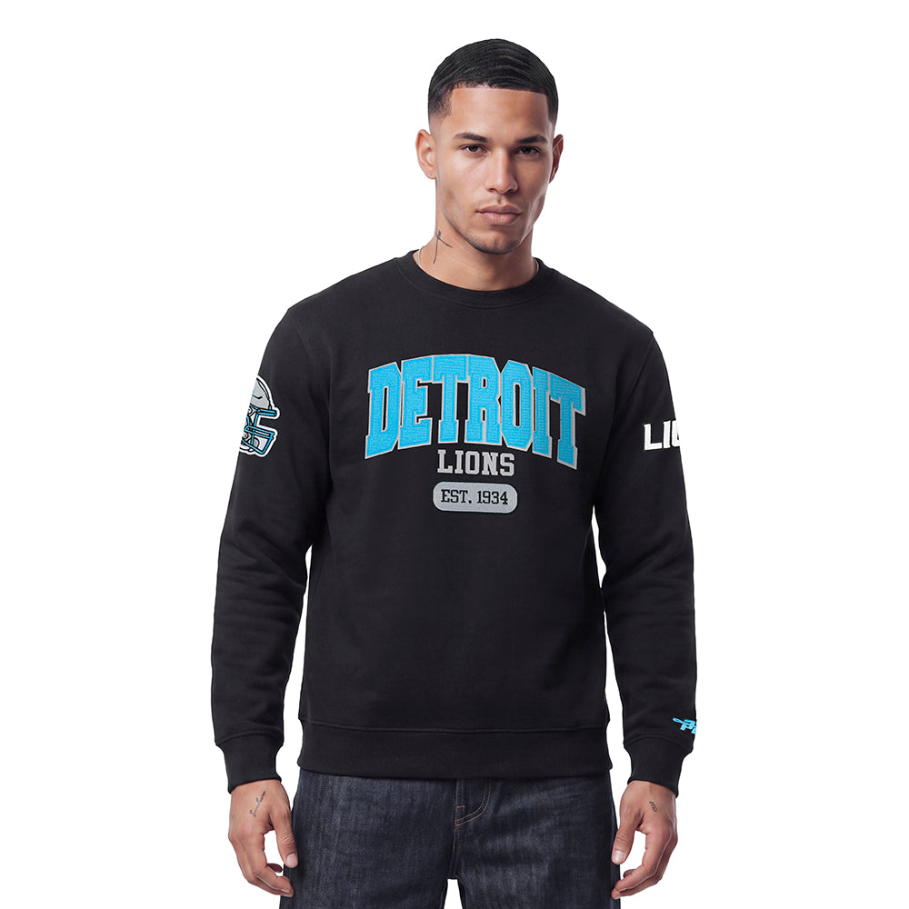 NFL DETROIT LIONS CITY ARCH MEN'S FLC CREWNECK (BLACK)