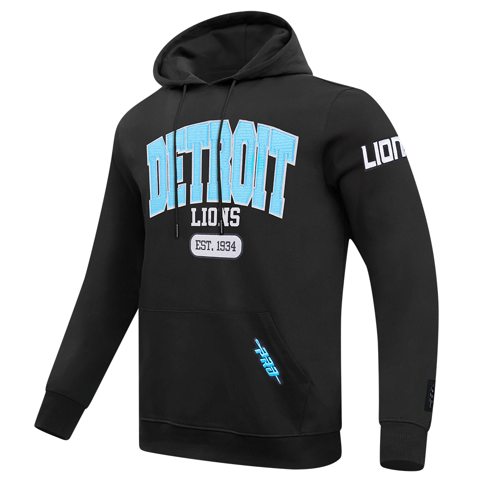 NFL DETROIT LIONS CITY ARCH CHANDAIL À CAPUCHON EN MOLLETON POUR HOMME (NOIR)