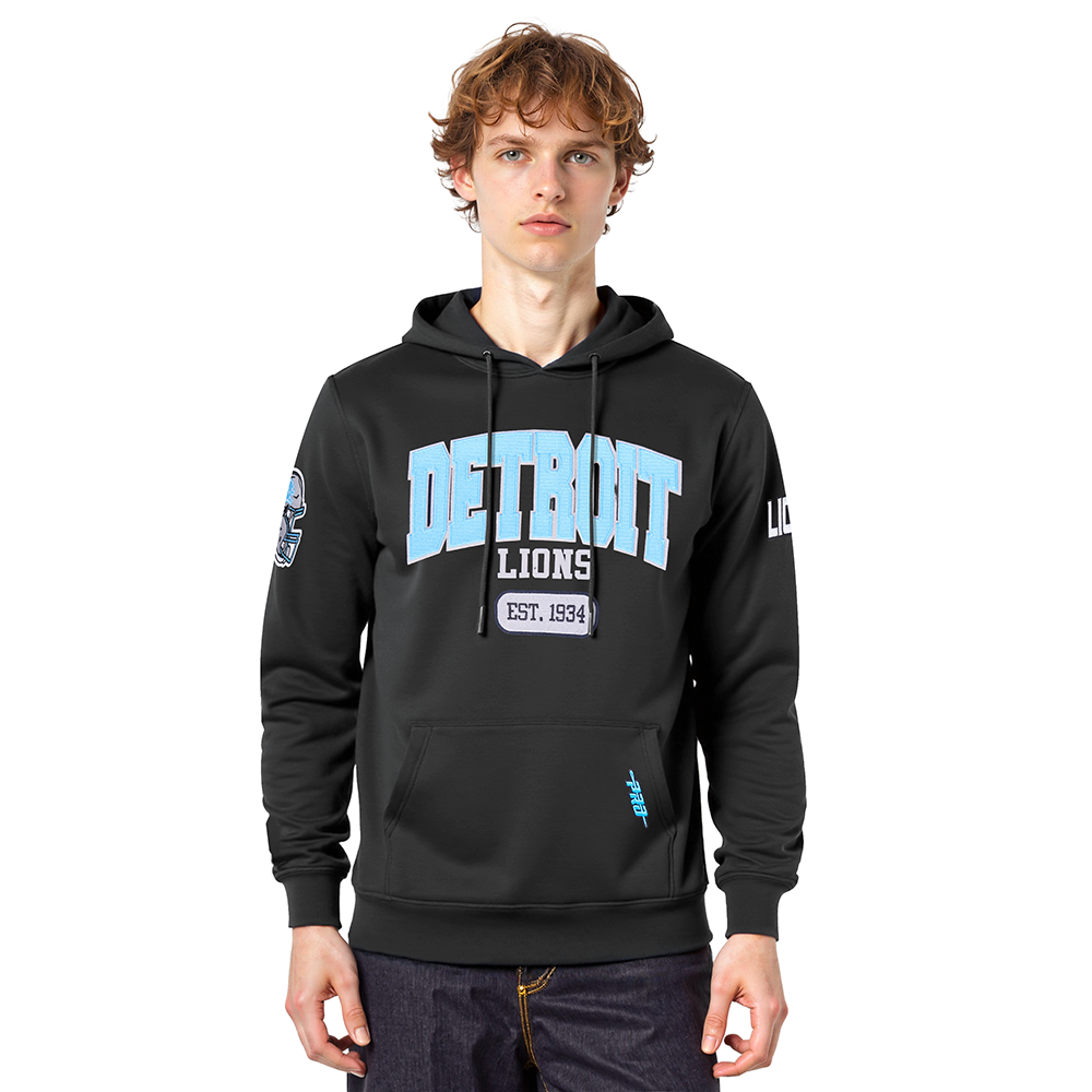 NFL DETROIT LIONS CITY ARCH CHANDAIL À CAPUCHON EN MOLLETON POUR HOMME (NOIR)