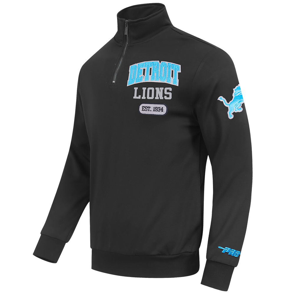 NFL DETROIT LIONS CITY ARCH HAUT EN MOLLETON À GLISSIÈRE AU QUART POUR HOMME (NOIR)
