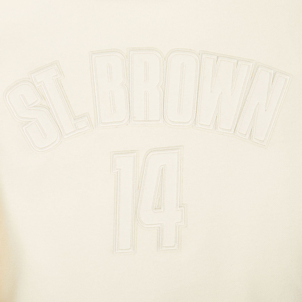 NFL DETROIT LIONS AMON RA ST. BROWN #14 NEUTRAL MEN'S DROP SHOULDER (EGGSHELL)