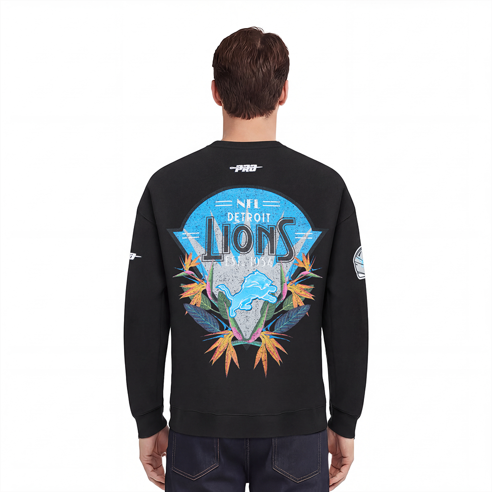 NFL DETROIT LIONS PARADISE MEN'S CREWNECK SWEATSHIRT (BLACK)