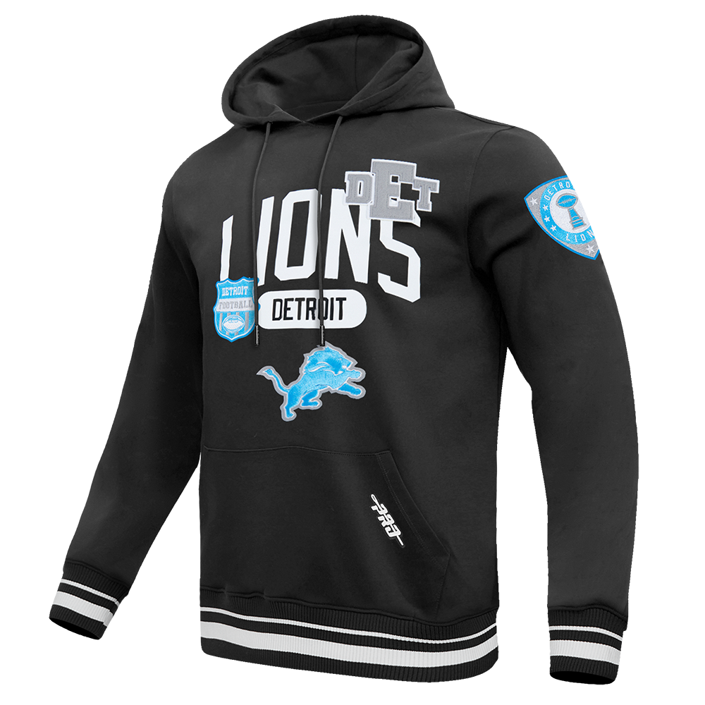 NFL DETROIT LIONS LETTERMAN CHANDAIL À CAPUCHON POUR HOMME (NOIR)