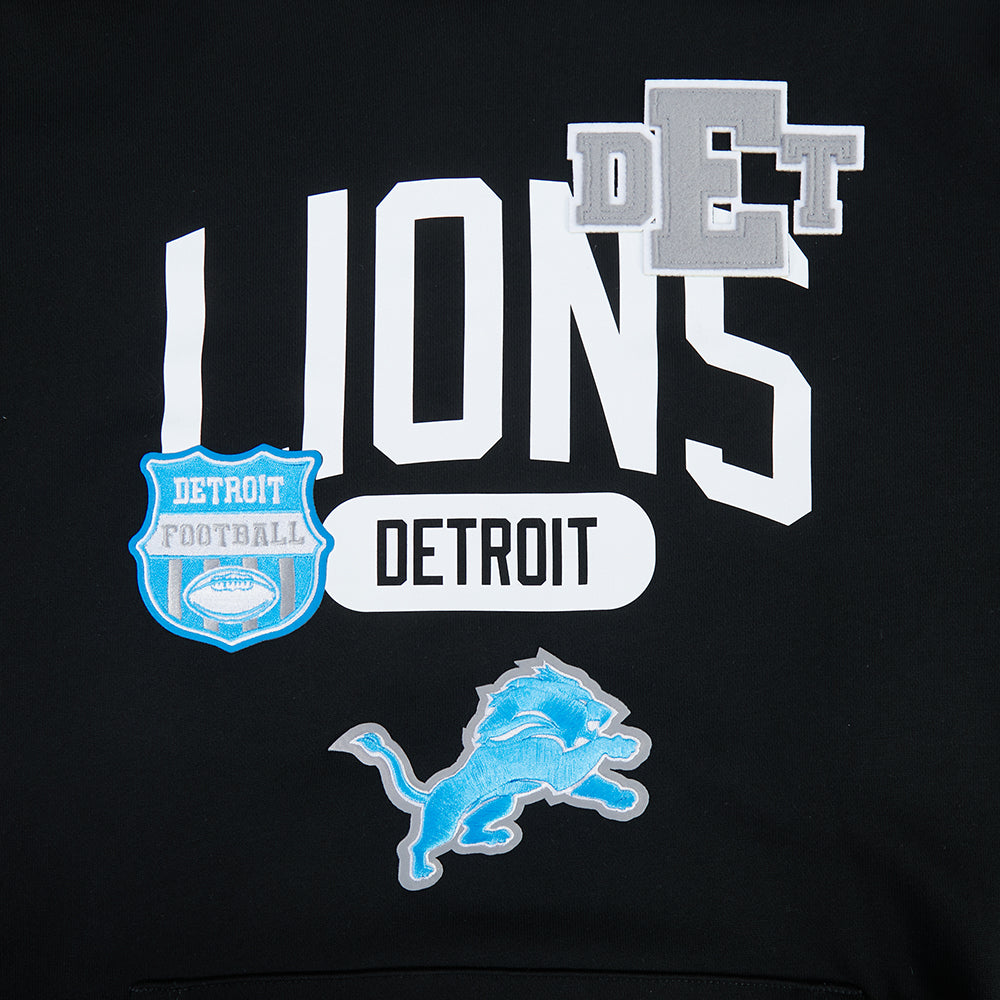 NFL DETROIT LIONS LETTERMAN CHANDAIL À CAPUCHON POUR HOMME (NOIR)