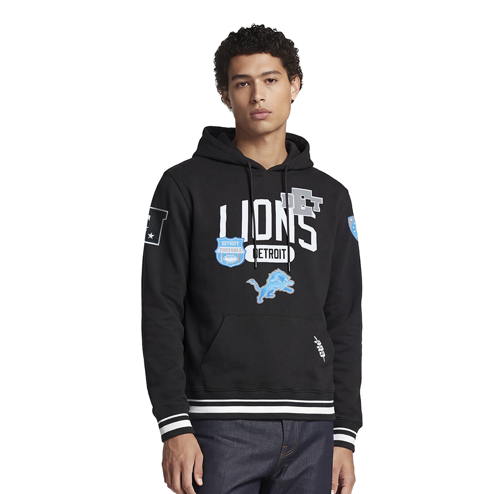 NFL DETROIT LIONS LETTERMAN CHANDAIL À CAPUCHON POUR HOMME (NOIR)