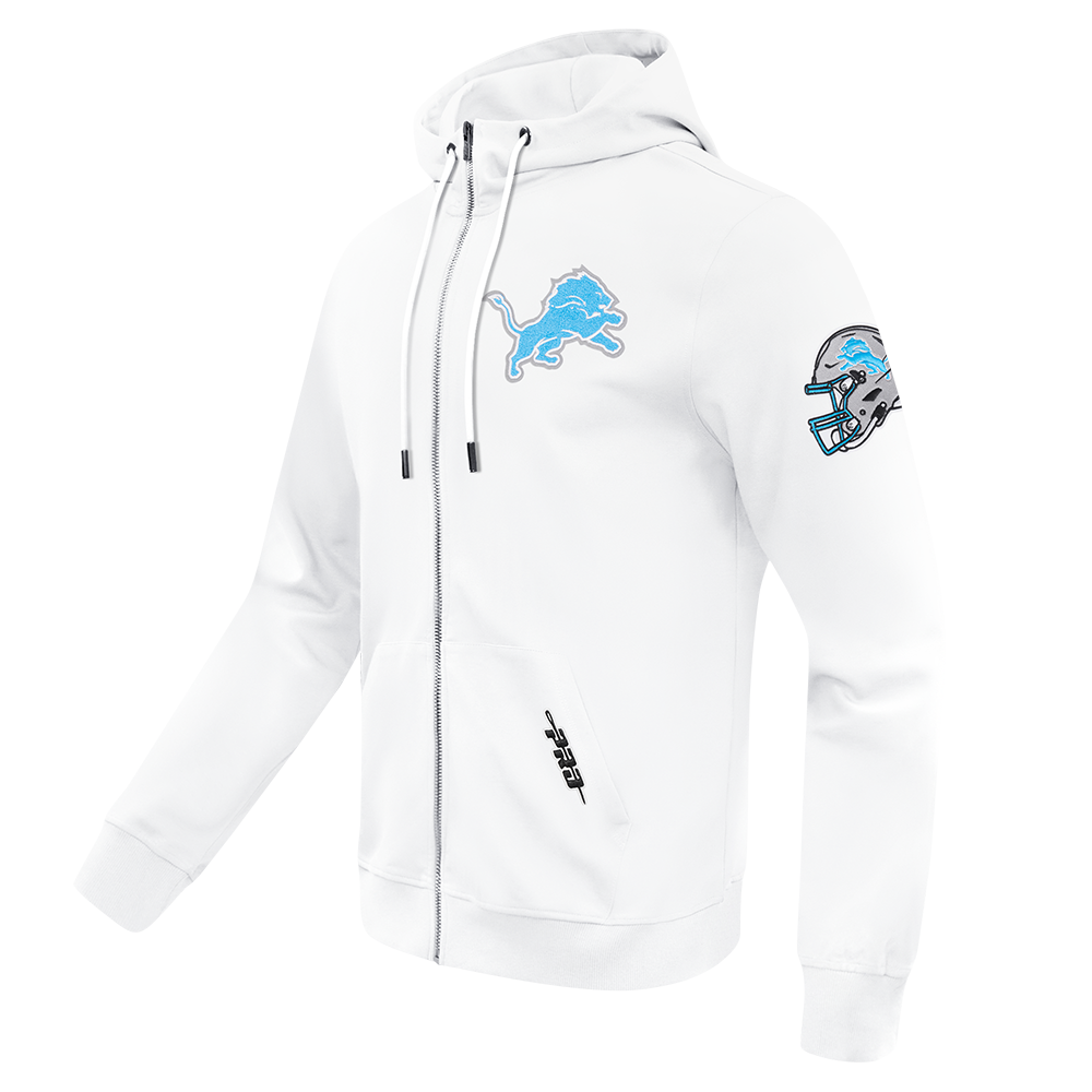 NFL DETROIT LIONS CLASSIC CHENILLE CHANDAIL À CAPUCHON À GLISSIÈRE POUR HOMME (BLANC)