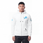 NFL DETROIT LIONS CLASSIC CHENILLE CHANDAIL À CAPUCHON À GLISSIÈRE POUR HOMME (BLANC)