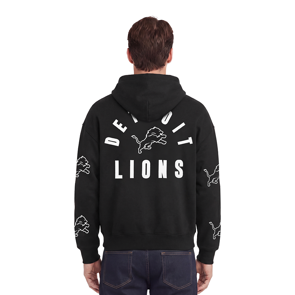 NFL DETROIT LIONS MEN'S FULL ZIP HOODIE (BLACK)
