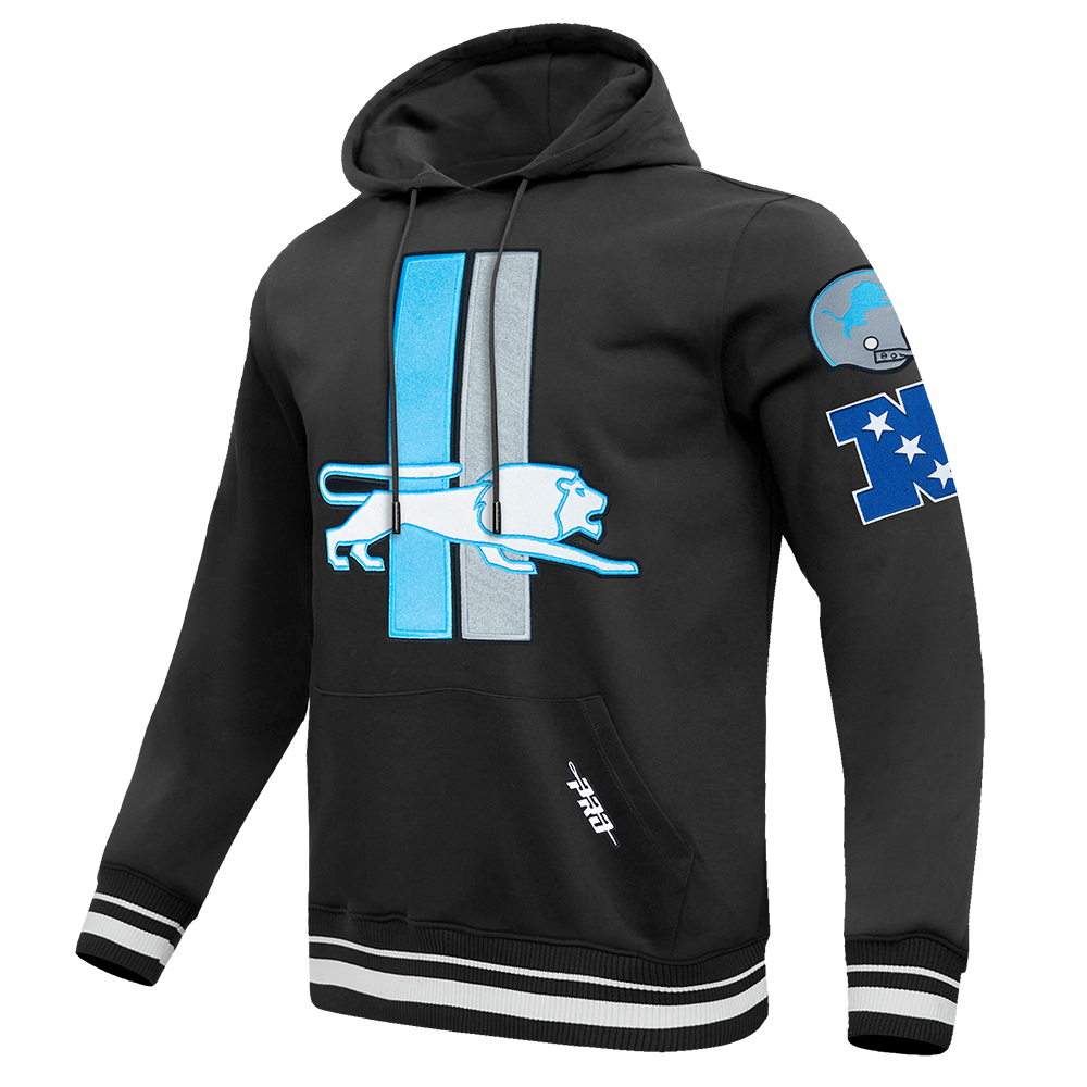 NFL DETROIT LIONS RETRO CLASSICS MEN'S PULLOVER HOODIE (BLACK)