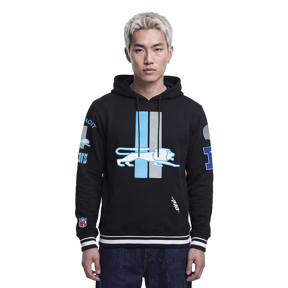 NFL DETROIT LIONS RETRO CLASSICS MEN'S PULLOVER HOODIE (BLACK)