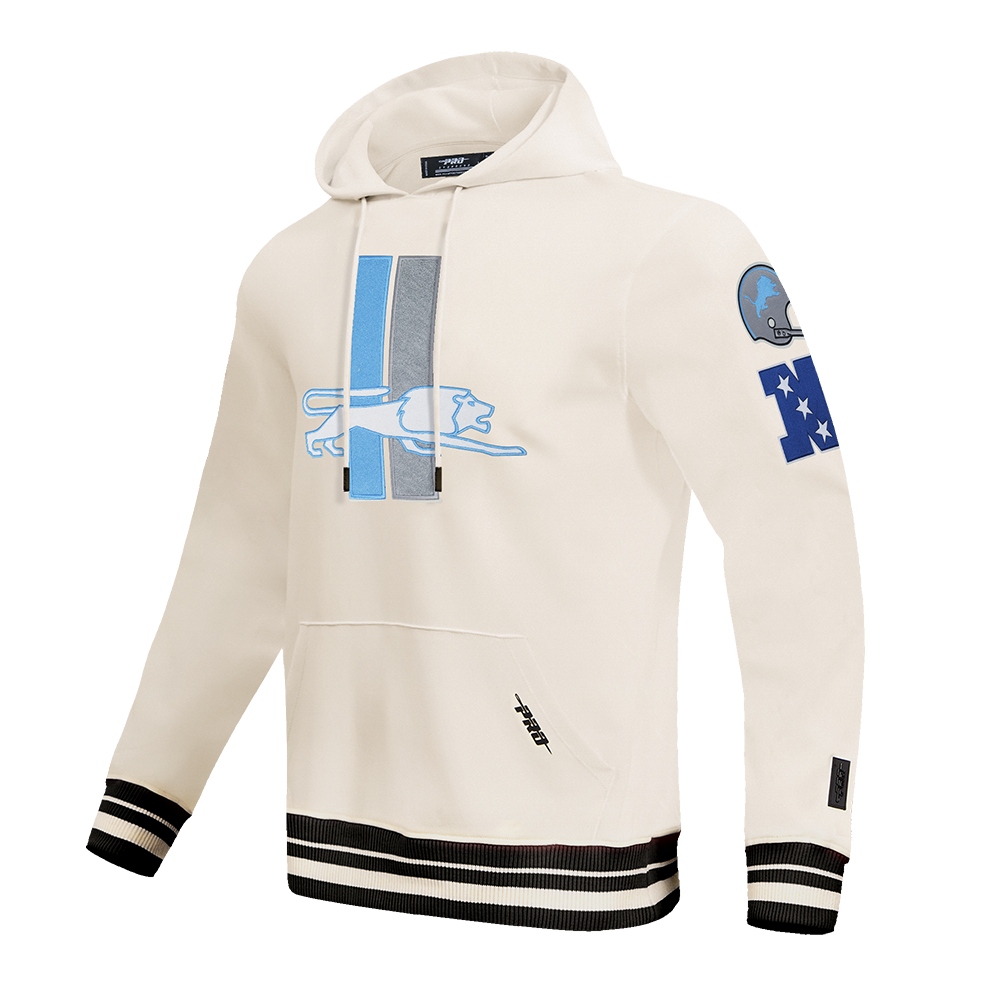 NFL DETROIT LIONS RETRO CLASSICS CHANDAIL À CAPUCHON POUR HOMME (COQUILLE D'ŒUF/NOIR)