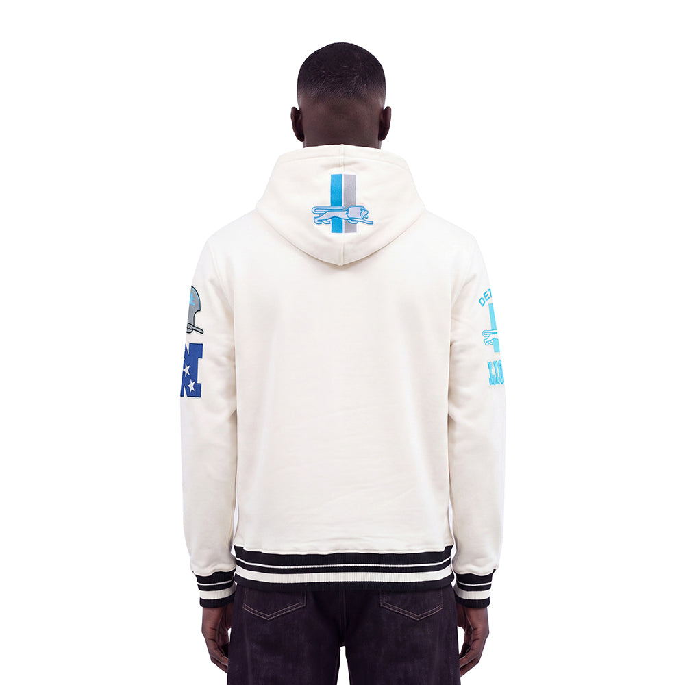 NFL DETROIT LIONS RETRO CLASSICS MEN'S PULLOVER HOODIE (EGGSHELL/ BLACK)