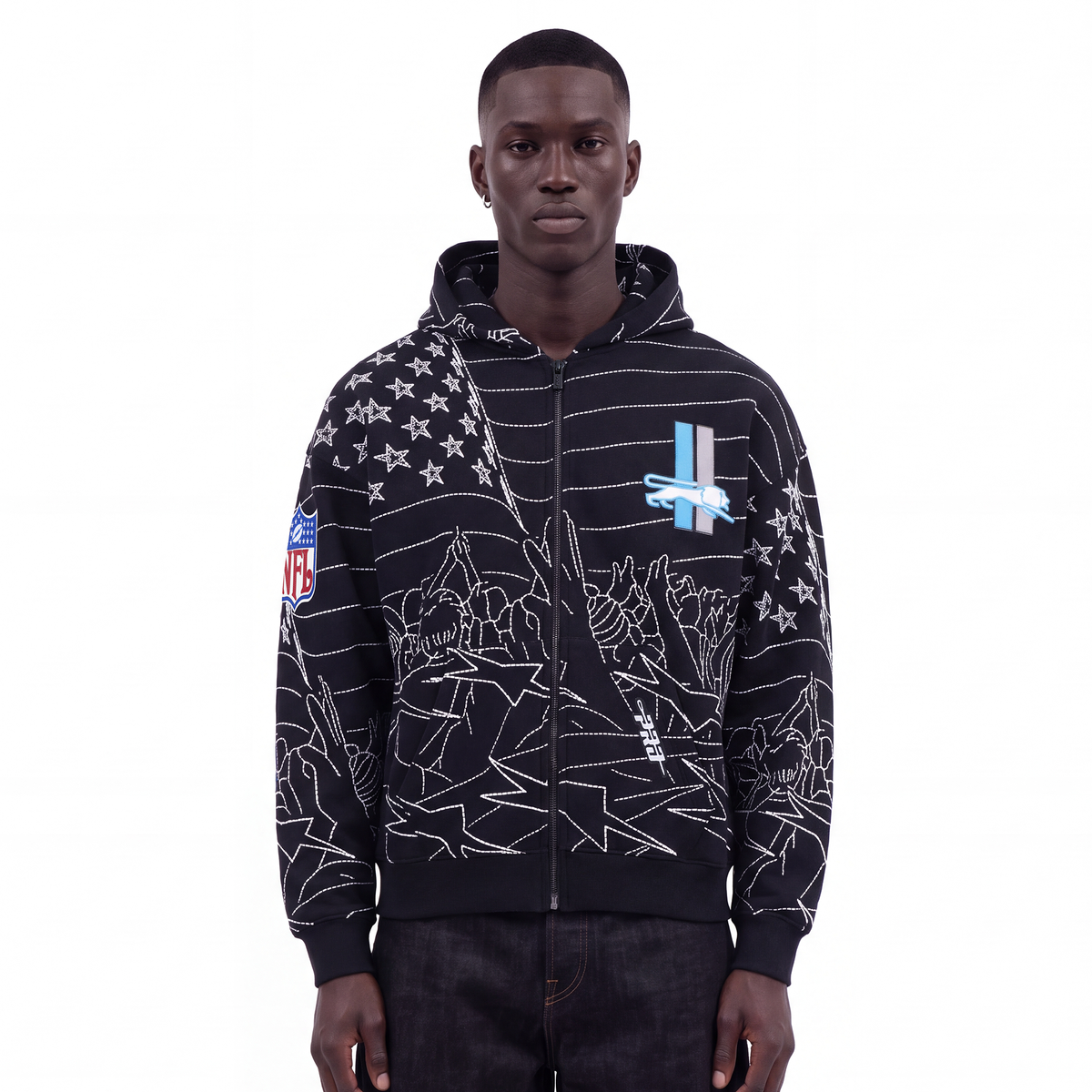NFL DETROIT LIONS PRO PREMIUM MEN'S SWEATSHIRT (BLACK)